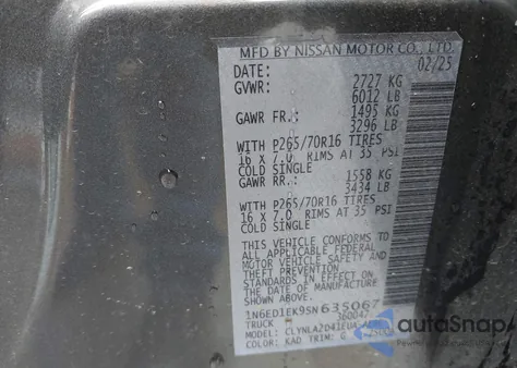 2025 Nissan Frontier S 4X4 from USA, damaged, VIN 1N6ED1EK9SN635067